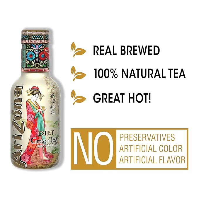 AriZona Low Calorie Diet Green Tea 16.9 Fl Oz (Pack of 20)