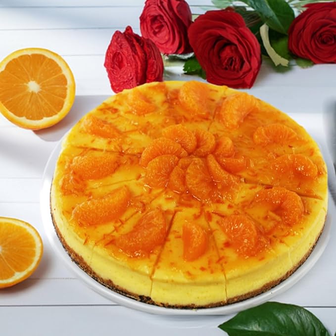 ANDY ANAND CHOCOLATIER Luxurious Orange Cheesecake 9 | Freshly Baked with Real California Cream Cheese No Preservatives Cheesecake | Rich Citrusy &amp Decadent Dessert (2 lbs)