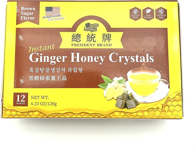 President Brand Instant Brown Sugar Ginger Honey Crystals 12 Sachet 黑糖蜂蜜 薑王晶冲剂 调理气血大姨妈 (20)