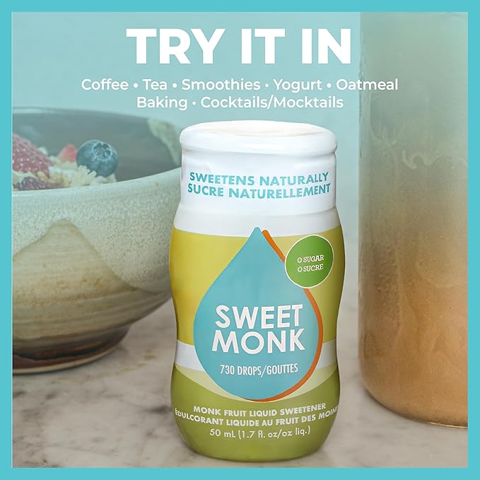 SweetMonk - 100% Pure Original Monk Fruit Sweetener Liquid Sugar Substitute - 1.7oz | No Water Added MonkFruit Extract | 0 Calorie Keto Friendly MonkFruit Drops | Vegan Gluten Free | No Stevia (2-Pack