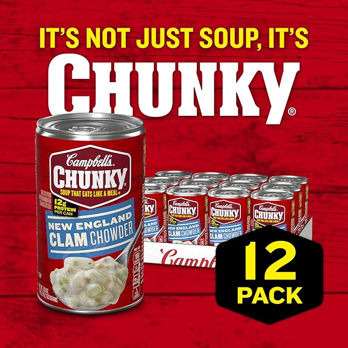 Campbell's Chunky Soup New England Clam Chowder 18.8 Oz Can (Case of 12)