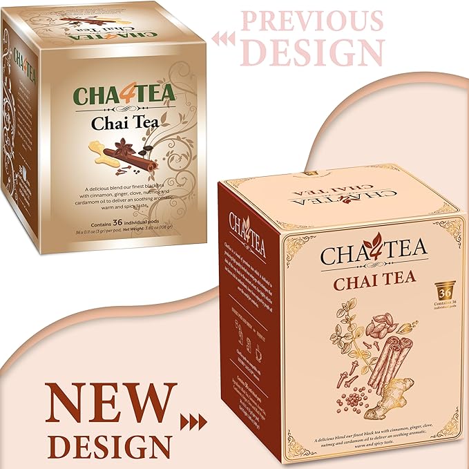 Cha4TEA 36-Count Chai Black Tea Pods Compatible with Keurig K-Cup Brewers
