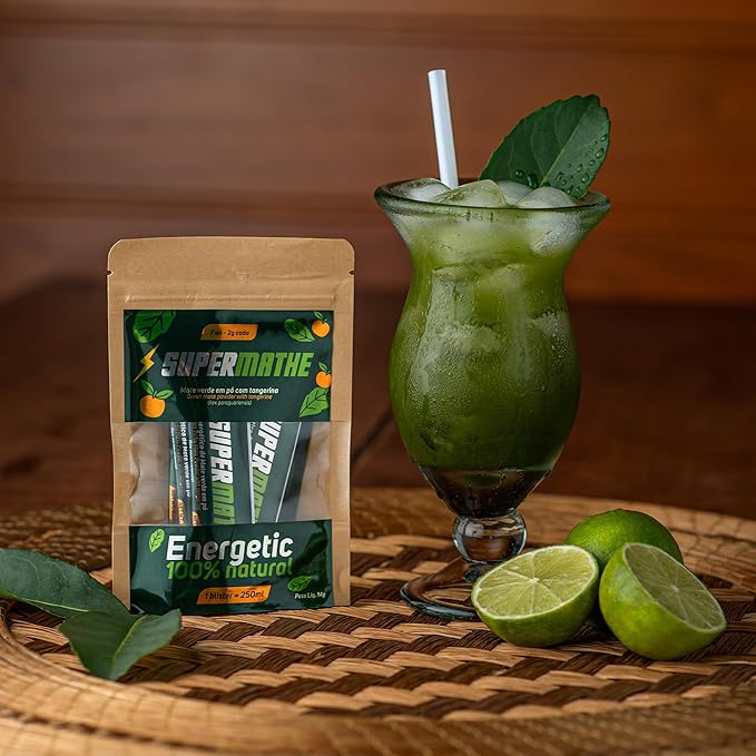 SuperMathe Yerba Mate Powder Mix – Zero Calorie Natural Energy Drink – 2-Pack Original Green Mate + 2-Pack Tangerine Flavor (28 Single-Serve Sticks)