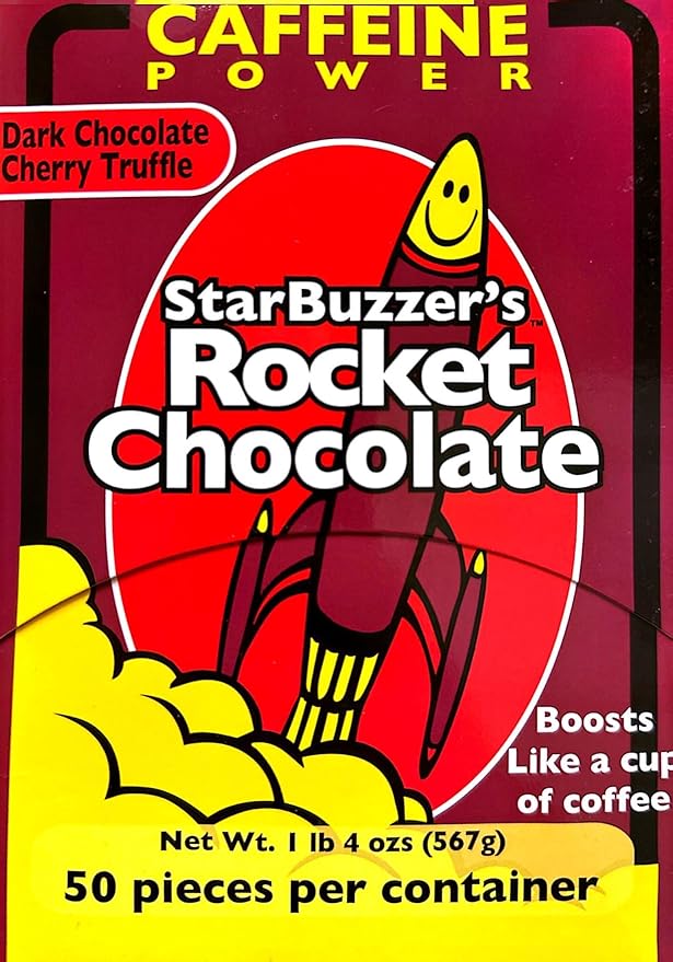 Rocket Chocolate Dark Chocolate Cherry Flavored Caffeinated Chocolate Truffles 50 count Mini