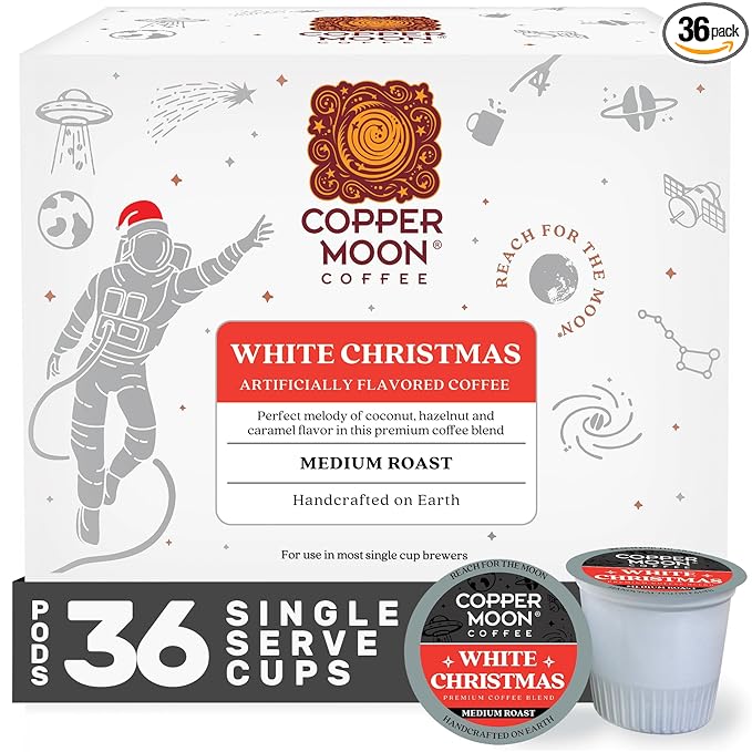 Copper Moon White Christmas Medium Roast Single Serve Coffee Pods for Keurig K Cup Brewers 36 Count