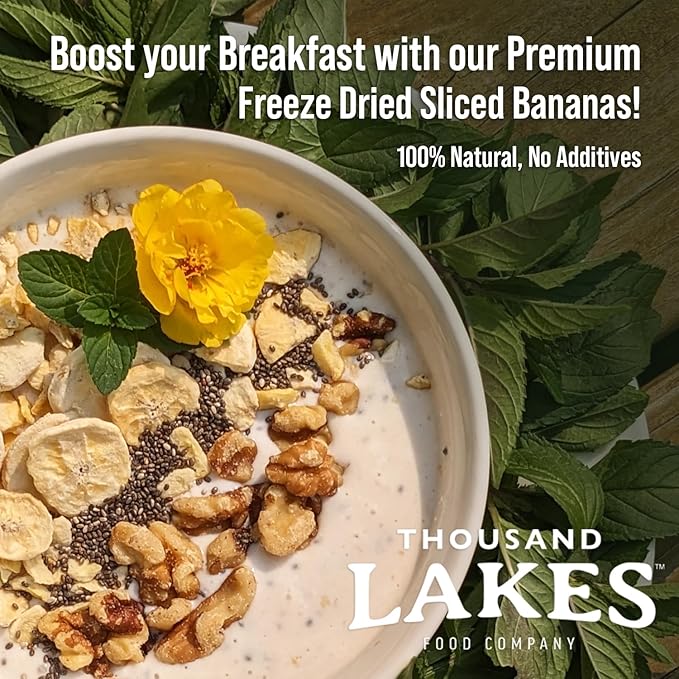 Thousand Lakes Freeze Dried Fruit - Sliced Bananas - Bulk 12 ounces | No Sugar Added