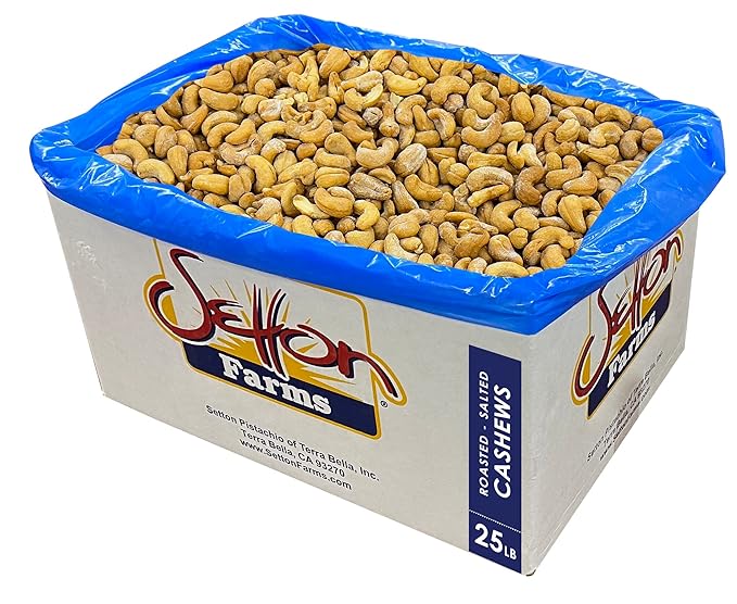Cashews Roasted Salted Extra Large Cashews (240's) 25 Lbs. Bulk Case Kosher