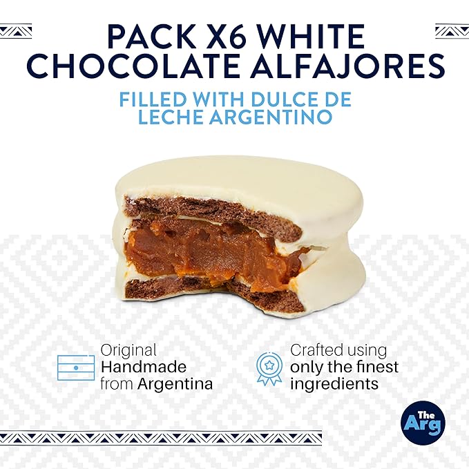 THEARG | RASTA - Chocolate Alfajores Filled with Dulce de Leche Argentino | Alfajor from Argentina - Milk Chocolate | 70 g (Pack x6 White-Chocolate)