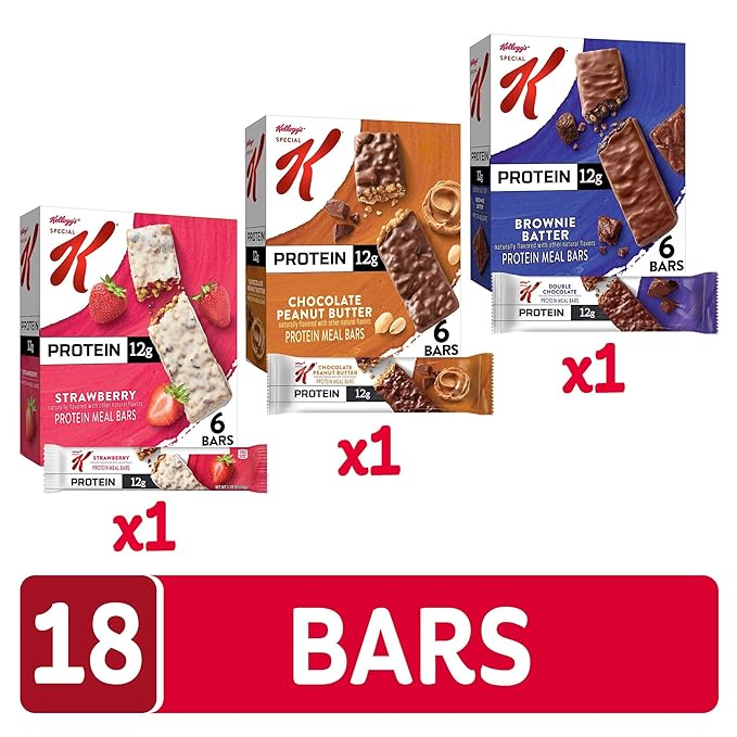 Special K Bar Protein Meal Bars Meal Replacement Bulk Protein Snacks Variety Pack (3 Boxes 18 Count)