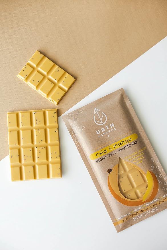 Urth Essence Sugar Free Chocolate Vegan Chocolate Bars | Keto Chocolate | Dairy Free Chocolate| Keto Friendly Food | Healthy Food Vegan Gifts| Organic Chocolate |Gluten Free Snacks (White Chocolate Ma