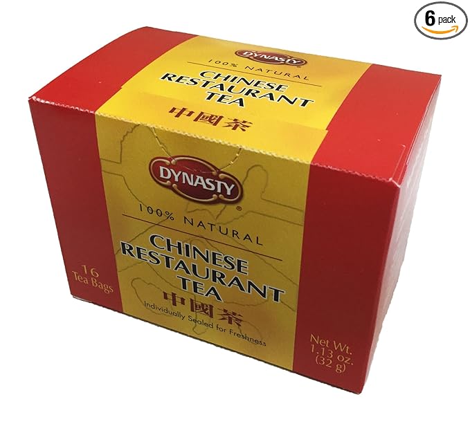 Dynasty 100% Natural Tea 16 Individual Tea Bags Per Pack (Chinese Restaurant 6 Pack)