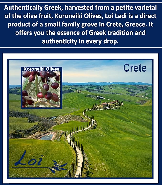 Loi Ladi - Extra Virgin Olive Oil from Crete Greece by Chef Maria Loi Authentic and Unfiltered - 33.8 Fl. Oz.