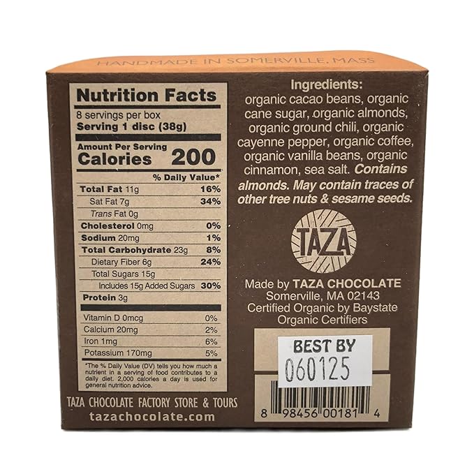 Taza Chocolate Organic Mexicano Disc Stone Ground Variety Pack 1.35 Ounce (8 Count) Vegan