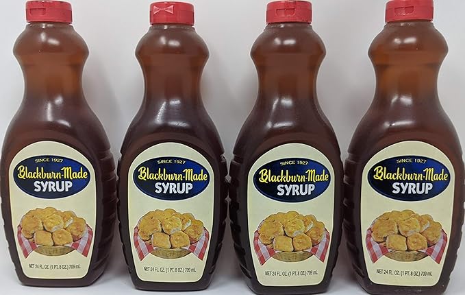 Blackburn-Made Syrup Bundle - 4 x 24 Oz Bottles of Blackburn Made Syrup Blackburn Syrup Pancake Bundled with Recipe Sheet