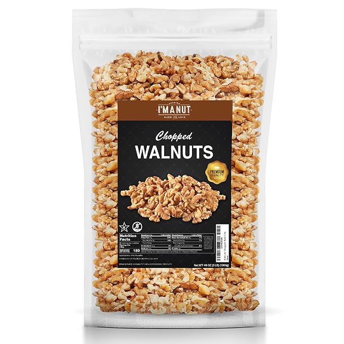 Premium Raw Chopped Walnuts 48oz (3 lb) - 100% Natural No-PPO Non-GMO Batch-Tested Gluten &amp Peanut Free Kosher Small Batch Quality
