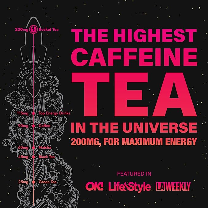 High Caffeine Tea - Highly Caffeinated Passion Fruit Black Tea - Natural Blend High Energy Tea Coffee Alternative With 200mg Caffeine Herbal Tea Coffee Substitute Pack of 14 Biodegradable Tea Bags