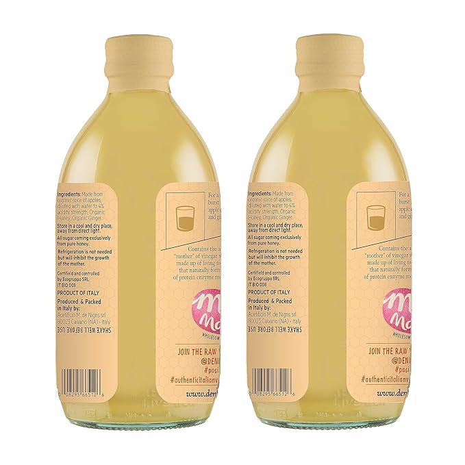 De Nigris Organic Apple Cider Vinegar With Honey &amp Cranberry Raw &amp Unfiltered 169 Oz (Pack of 2) | Apple Cider Vinegar With Mother For The Balance Of Metabolism Organic