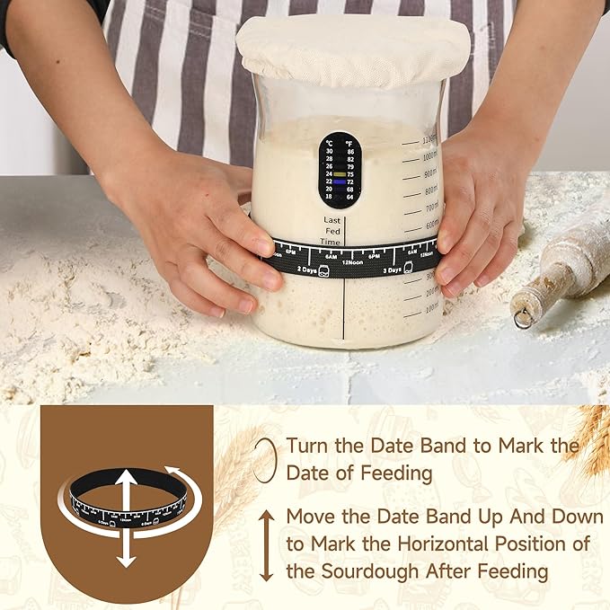 Pro Sourdough Starter Kit- 50oz Large Capacity Sourdough Starter Jar 17 Flavorful Fermentation Recipes Sourdough Bread Baking Supplies for Making Delicious Sourdough Breads(Red 2Set)