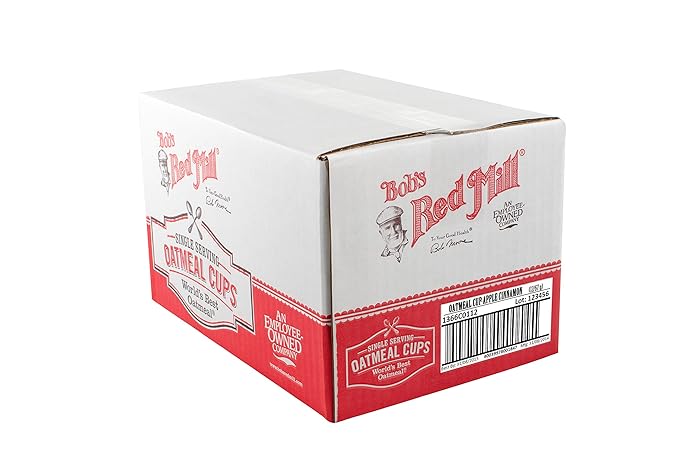 Bob's Red Mill GF Oatmeal Cup Apple &amp Cinnamon 2.36 Ounce Cup (Pack of 12) - Non-GMO Whole Grain Kosher
