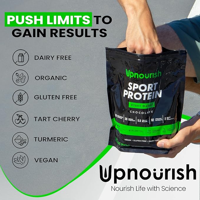Vegan Sport Protein Powder Chocolate 20 servings – 30g Plant Based Protein VELOSITOL BCAAs Organic Greens &amp Fruits Probiotics Tart Cherry for Post Workout Recovery Inform Sports Certified Ke