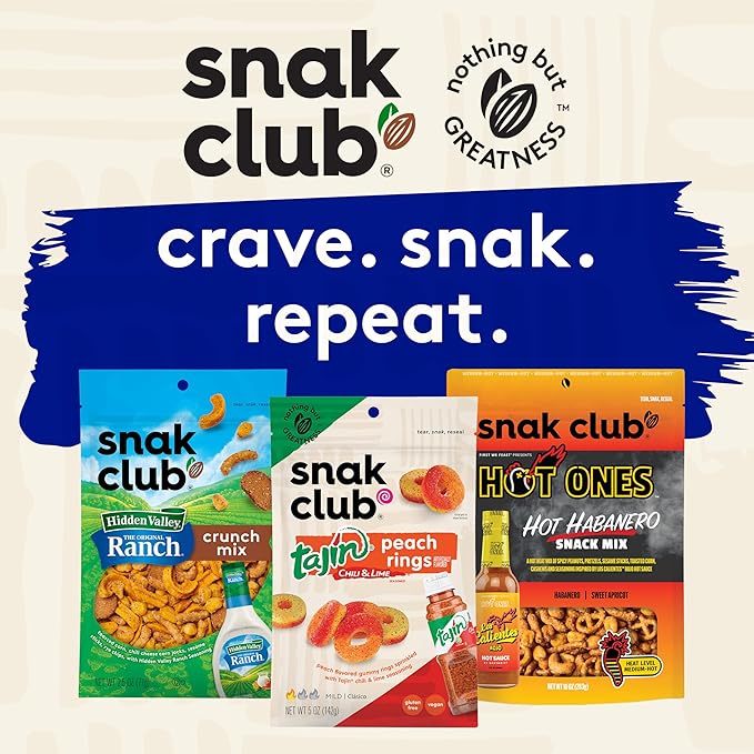 Snak Club Yogurt Trail Mix with Raisins Peanuts Dried Dates Yogurt Chips Cashews and Almonds Gluten-Free and Kosher Snack 6.75 oz Resealable Bags 6 Pack