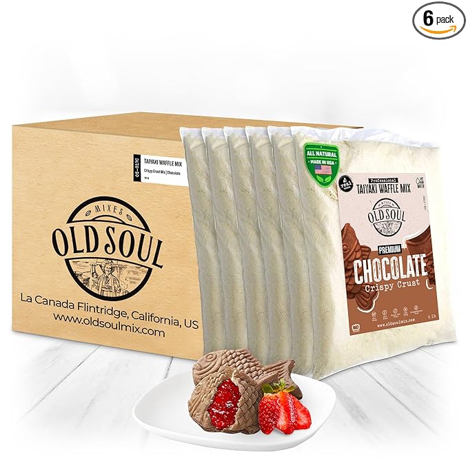 OldSoul Professional Taiyaki Waffle Mix | Crispy | Chocolate Flavor | 30 Lbs | 504 Waffles (30 Lbs Traditional)