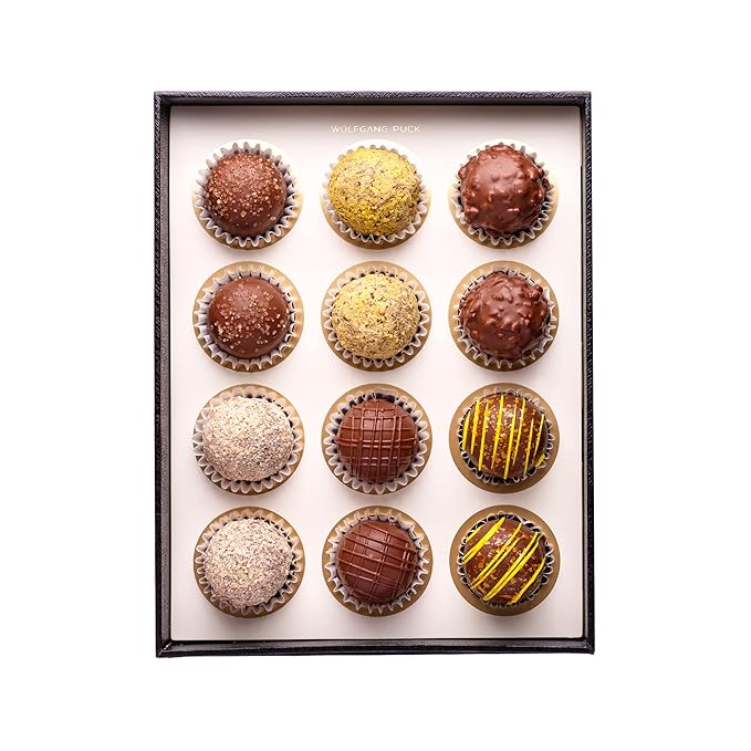 Truffles.com X Wolfgang Puck Limited-Edition Assorted Chocolate Truffles Premium 12-Piece Gift Box Gourmet Milk Chocolate Premium Truffles - Best Gift for Valentine’s and Special Occasions