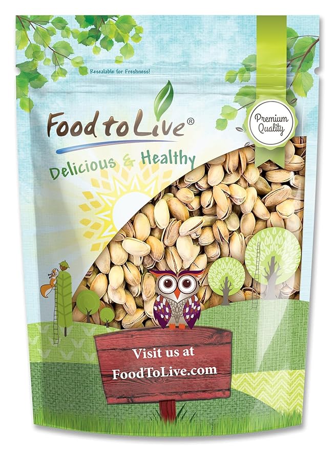 Food to Live Pistachios Roasted and Salted 1.5 Pounds — California Dry Roasted Pistachios with Sea Salt In Shell Kosher Vegan Superfood Bulk