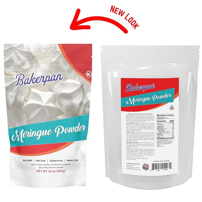 Bakerpan Meringue Powder for Royal Icing - 16 Ounce - Meringue Powder for Baking Frosting Icing Pies Cake Decorations (Made in USA)