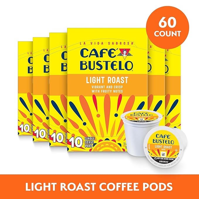 Café Bustelo Light Roast Single Serve Coffee Pods 10 Count (Pack of 6)