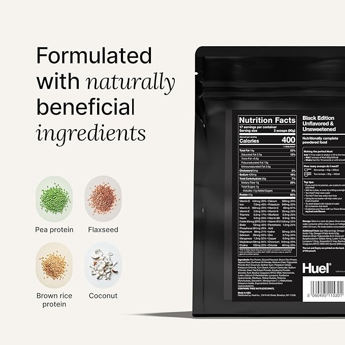 Huel Black Edition | Banana 40g Vegan Protein Powder | Nutritionally Complete Meal Replacement | 27 Vitamins and Minerals Gluten Free | 17 Servings