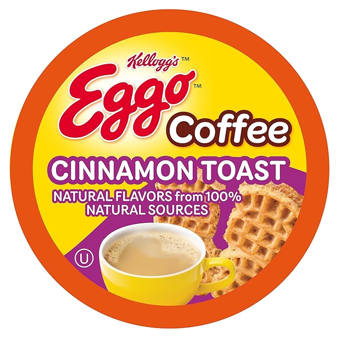 Eggo Beverages Cinnamon Toast Waffle Flavored Coffee Pods for Keurig K Cup Brewers Fair Trade Certified 40 Count – Warm and Cozy Cinnamon