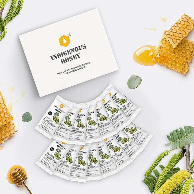 INDIGENOUS HONEY NMR Tested Juliflora Honey Raw Organic Natural Pure Unprocessed Added Sugar Free Unpasteurized Unheated 15 Gift Sachets 15g Each Total 225g
