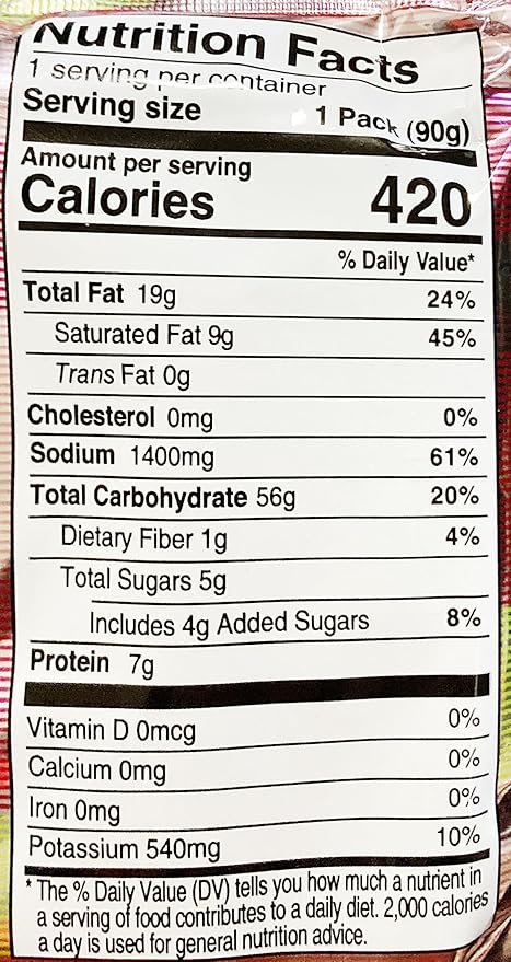 Instant NoodlesShrimp Tom Yum Flavor Instant Noodles 3.17 oz 90g10 Packs