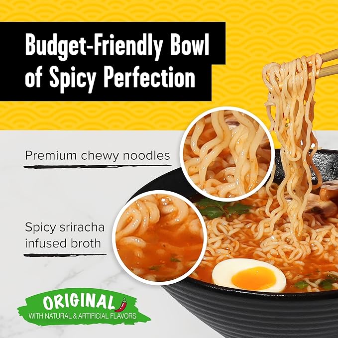 CHOI Sriracha Ramen Noodle Soup Orignal - Pouch 4.23 oz. (120g) Case of 20