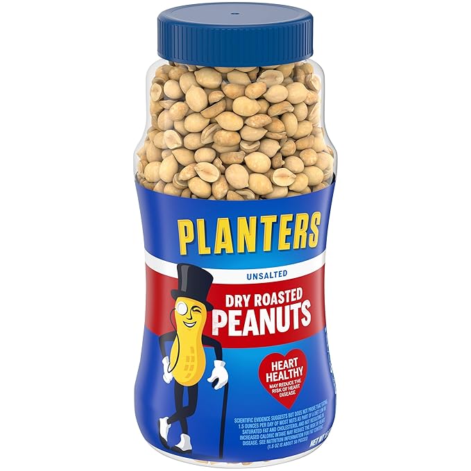 PLANTERS Unsalted Dry Roasted Peanuts 16 oz (12-Pack)