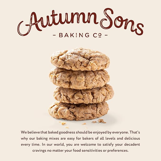 Autumn Sons Baking Co. Gluten Free Oatmeal Cinnamon Cookie Mix. Vegan Plant Based Baking Mix. Top 9 Allergen Free. Dairy Free Nut Free Soy Free Non GMO. 9.3 oz (Pack of 3)