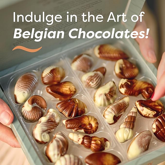 GuyLian Easter Chocolate Candy Seashells 8.82 oz Gift Box (Pack of 2): 22 Pieces Milk Chocolate Hazelnut Praliné Filling Easter Basket Stuffers for Adults Gifts