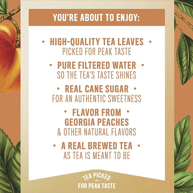 Gold Peak Georgia Peach Iced Tea Drink 18.5 fl oz ( 12 Pack Bottles)