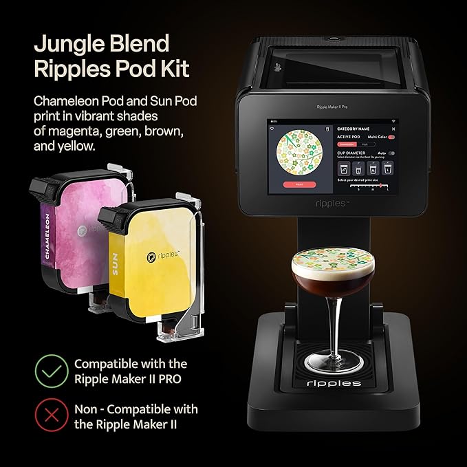 Ripples Pods - Natural Extracts for Ripple Maker Machine | Plant-Based No Artificial Colors No Preservatives (Jungle Blend Pod)