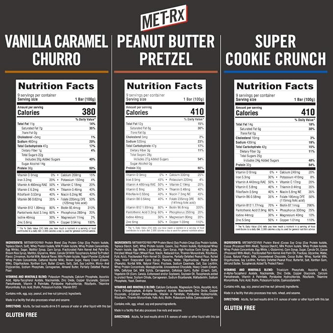 MET-Rx Big 100 Colossal Protein Bars Healthy Meal Replacement Snack Variety Pack 3.52 oz bars 9 Count (Pack of 3)