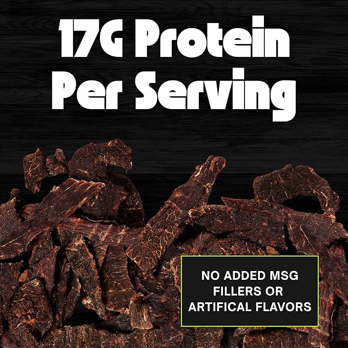 No Mans Land Beef Jerky - Fajita Lime | Slow-Dried Smoked &amp Seasoned Jerky Strips | High Protein Low Carb Low Calorie Beef Snack | Gluten Free - 8.5oz Bag
