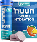 Nuun Sport Electrolyte Tablets with Magnesium Calcium Potassium Chloride &amp Sodium Gluten Free &amp Vegan Tropical 8 Pack (80 Servings Total)