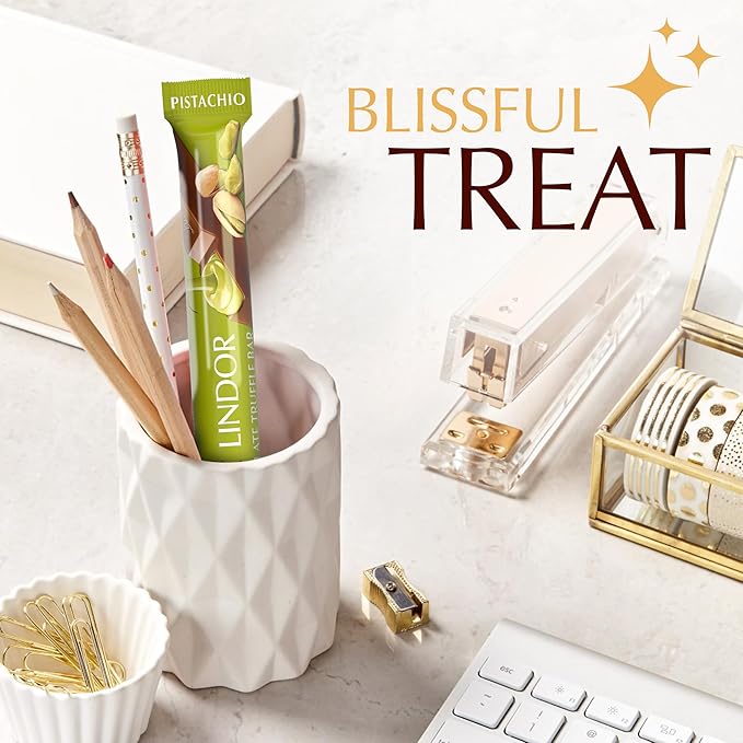 Lindt LINDOR Pistachio Milk Chocolate Candy Truffle Stick 1.3 oz. Pack of 24