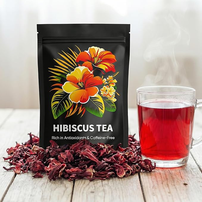 Hibiscus Tea - Whole Dried Flower Petals Hibiscus Tea Bags Antioxidant Caffeine-Free Natural Compounds Tart and Delicious20 Tea Bags