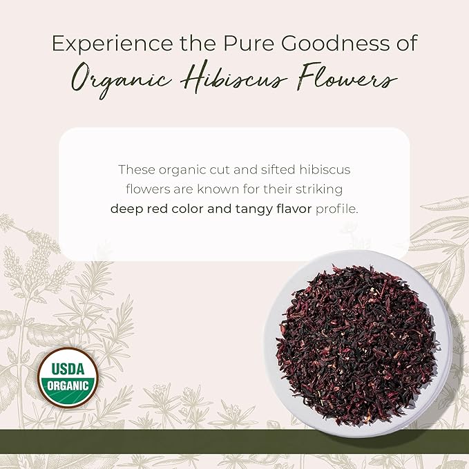Starwest Botanicals Organic Hibiscus Flowers - Dried Hibiscus Flowers for Loose Leaf Herbal Tea Natural Source of Antioxidants Cut &amp Sifted Certified Kosher Non-GMO - Bulk 1 lb Bag (Pack of 2)