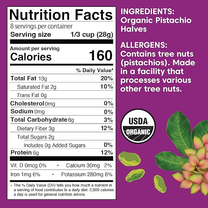Wilderness Poets Organic Pistachios - Bright Green Pistachio Nut Halves No Salt Grown in California (5 Pound)