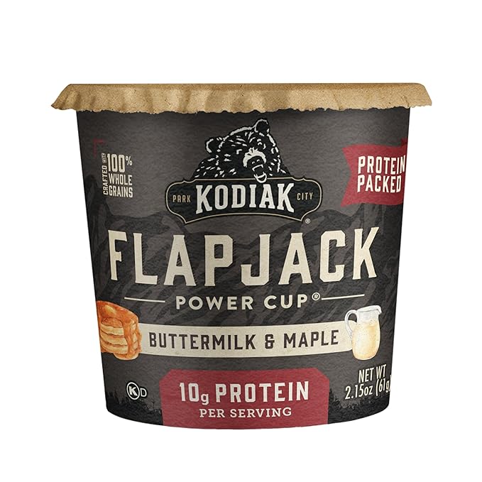 Kodiak Cakes Instant Pancake &amp Flapjack Cups Buttermilk &amp Maple High Protein 100% Whole Grains (Pack of 12)