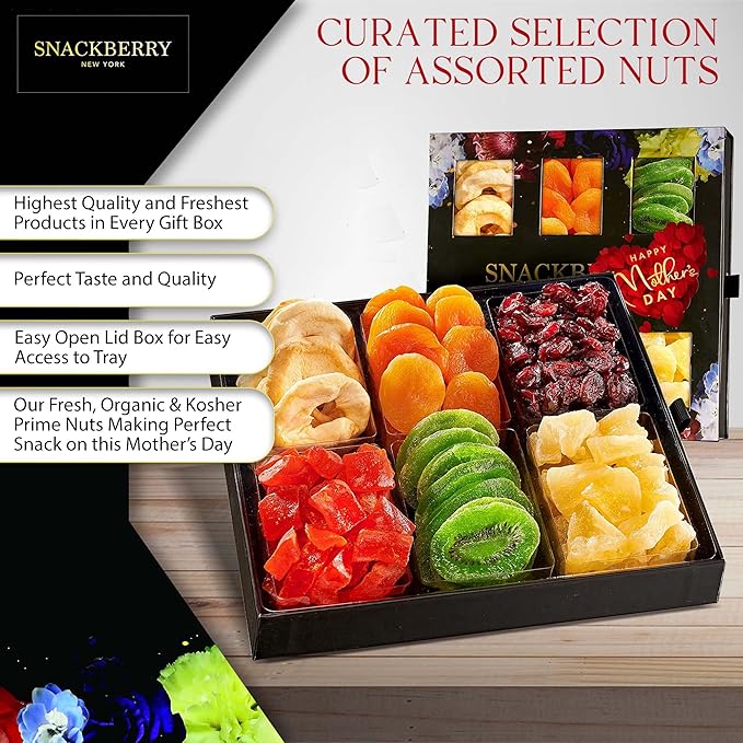 Dried Fruit Gift Basket Gourmet Gift Snack Box in Elegant Drawer Window Gift Box Gift Set for Birthday Party Sympathy Healthy Gift Snack Box for Men and Women. Kosher Parve Snackberry (Single)
