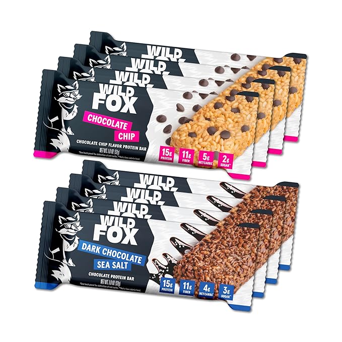 Wild Fox Protein Bars - Keto-Certified High Protein Snack with No Refined Sugar Great Taste 15g Protein and No Seed Oils Variety Pack - Chocolate Lover's